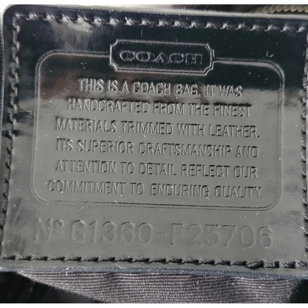 Coach Signature Stripe Tote F25706 Snake-Embossed Panel Black Gray‎ Canvas